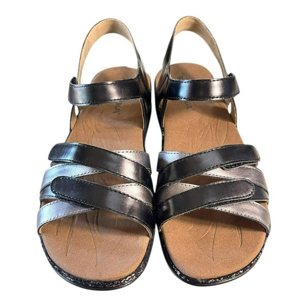Romika Womens Fidschi 74 Metallic-Combo Sandals EU 37 Black & Silver Adjustable